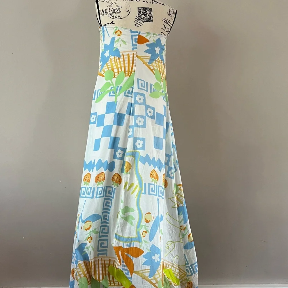 Petal & pup Kaelani Printed Strapless Cotton Maxi Dress ladies size small White - Picture 5 of 10